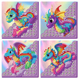 Marque-page de couverture d'angle Animal-diamant, 4 pièces/ensemble