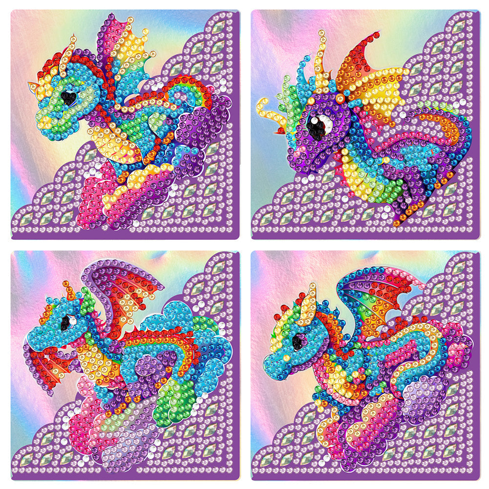 Marque-page de couverture d'angle Animal-diamant, 4 pièces/ensemble