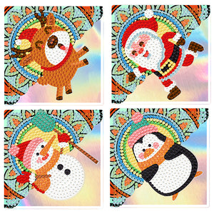 Marque-page de couverture d'angle Animal-diamant, 4 pièces/ensemble