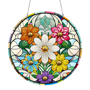 Pendentif diamant fleur double face