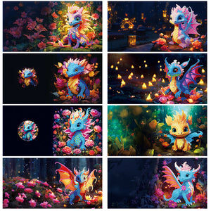 8 pièces/ensemble de cartes de vœux Dragon-Diamant