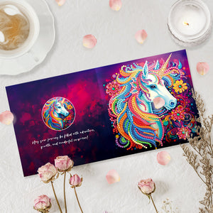 8 pièces/ensemble de cartes de vœux licorne-diamant