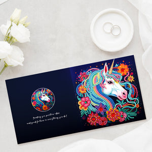 8 pièces/ensemble de cartes de vœux licorne-diamant