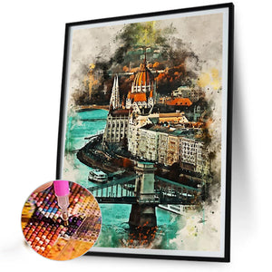 Watercolor Budapest-complet Round peinture au diamant-40x50cm