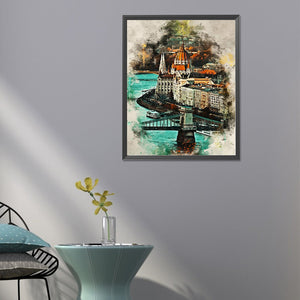 Watercolor Budapest-complet Round peinture au diamant-40x50cm