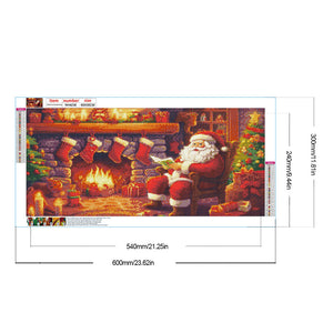 Santa Claus-complet Round peinture au diamant-60x30cm-Large Size