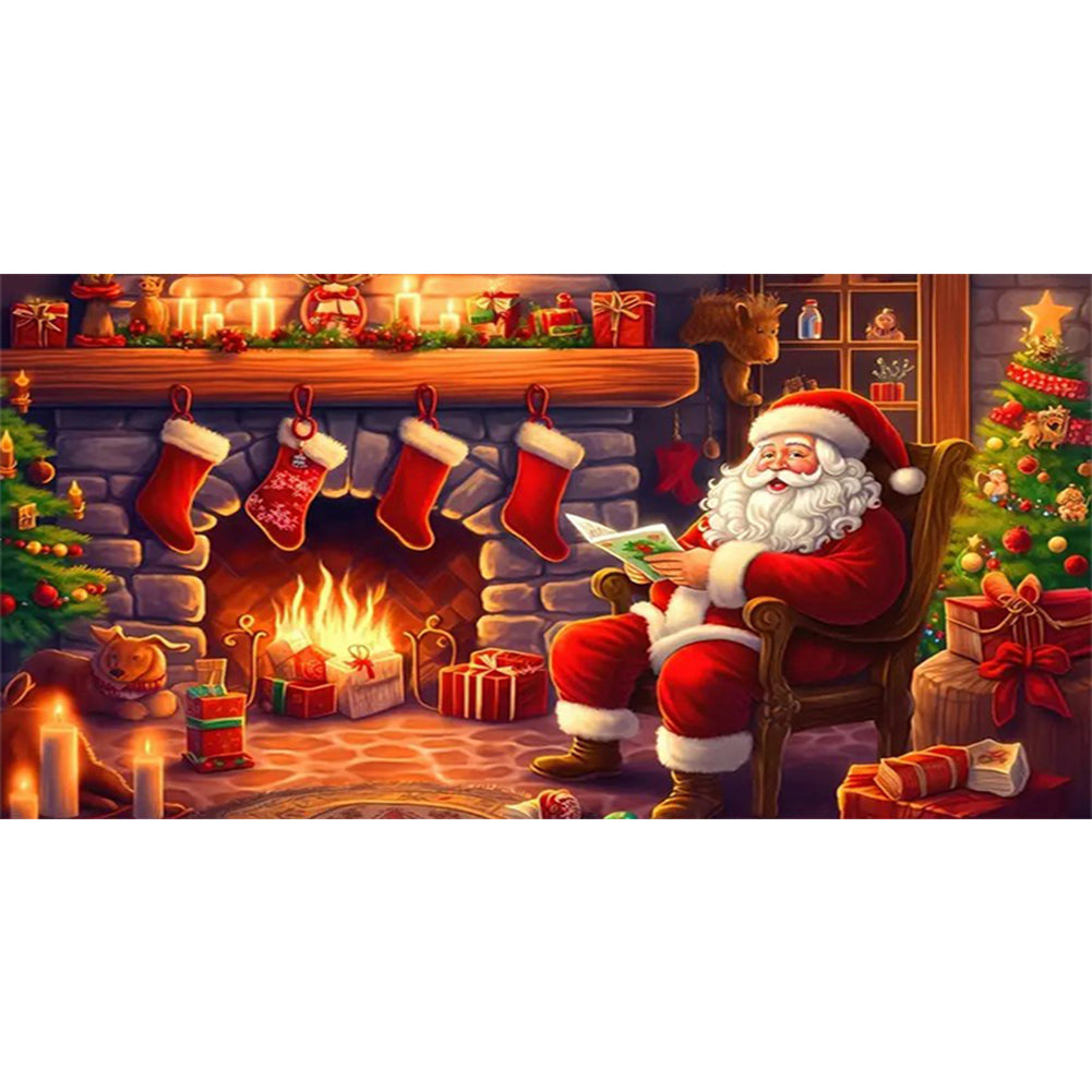 Santa Claus-complet Round peinture au diamant-60x30cm-Large Size