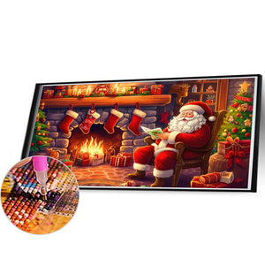 Santa Claus-complet Round peinture au diamant-60x30cm-Large Size