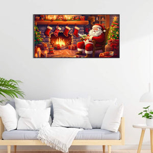Santa Claus-complet Round peinture au diamant-60x30cm-Large Size