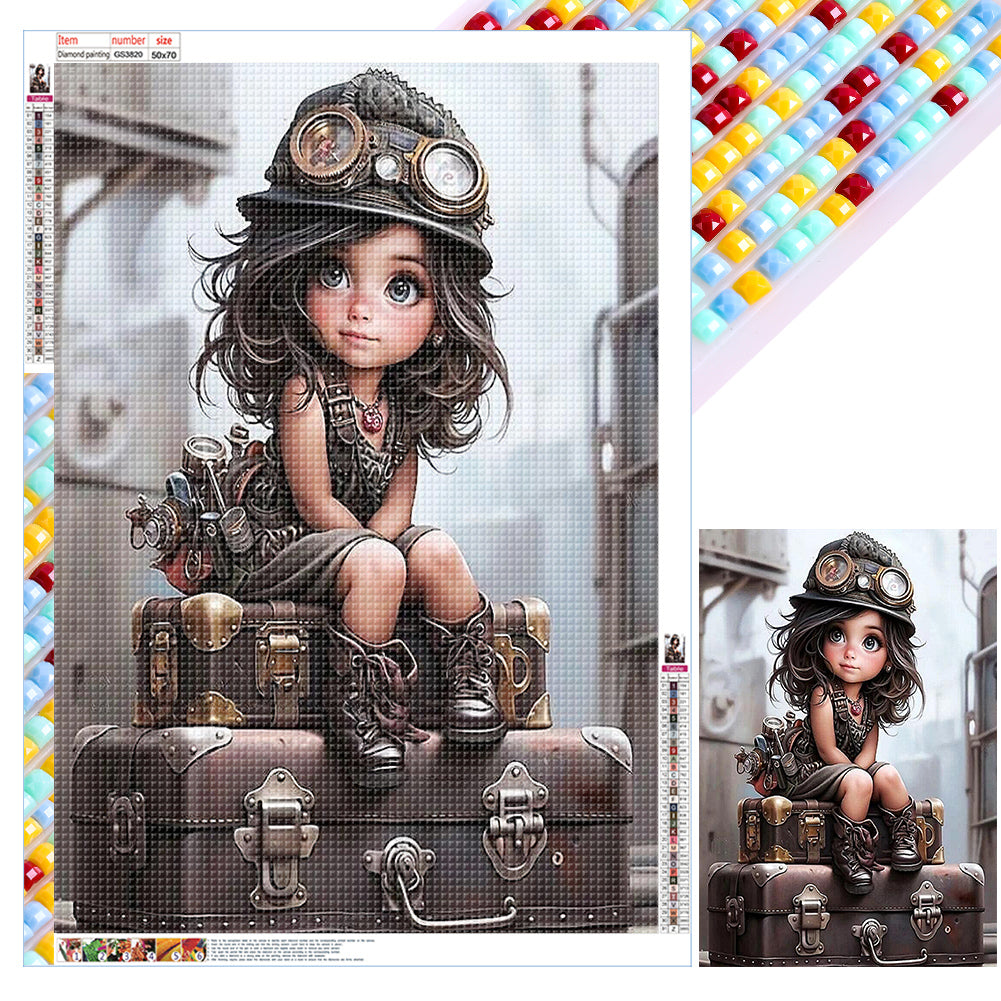 Mechanic Girl-complet Square peinture au diamant-50x70cm-Large Size