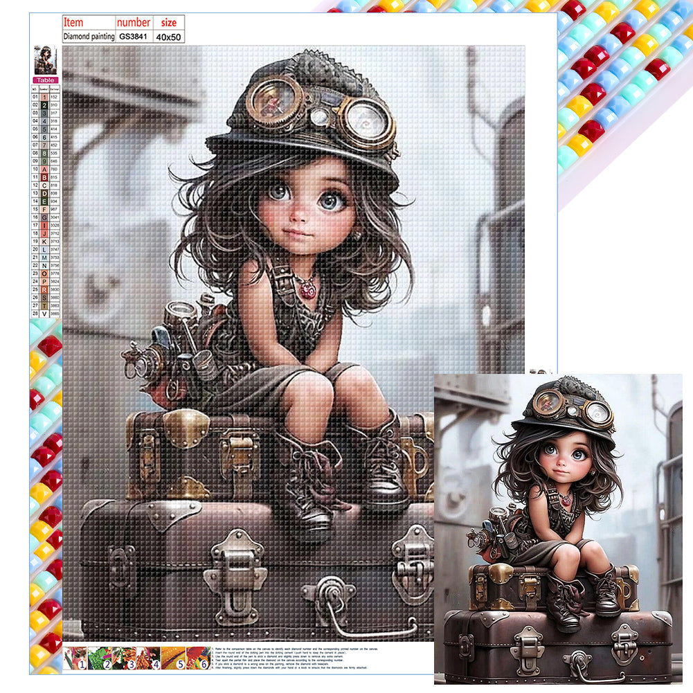 Mechanic Girl-complet Square peinture au diamant-40x50cm