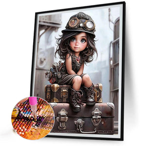 Mechanic Girl-complet Square peinture au diamant-40x50cm