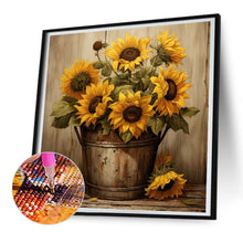 Charger l&#39;image dans la galerie, Sunflower-complet Round peinture au diamant-30x30cm
