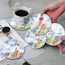 Charger l&#39;image dans la galerie, 6Pcs/Set-Lighthouse-Acrylic Waterproof Diamond Coaster
