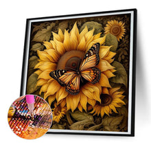 Charger l&#39;image dans la galerie, Sunflower Butterfly-complet Round peinture au diamant-30x30cm
