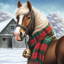 Charger l&#39;image dans la galerie, Horses In Snow Scene-complet Round peinture au diamant-30x30cm
