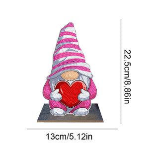 Gnome-Ornement de bureau en diamant en bois à forage simple face