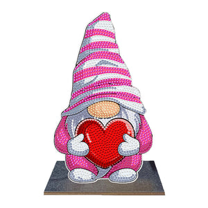 Gnome-Ornement de bureau en diamant en bois à forage simple face