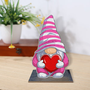 Gnome-Ornement de bureau en diamant en bois à forage simple face
