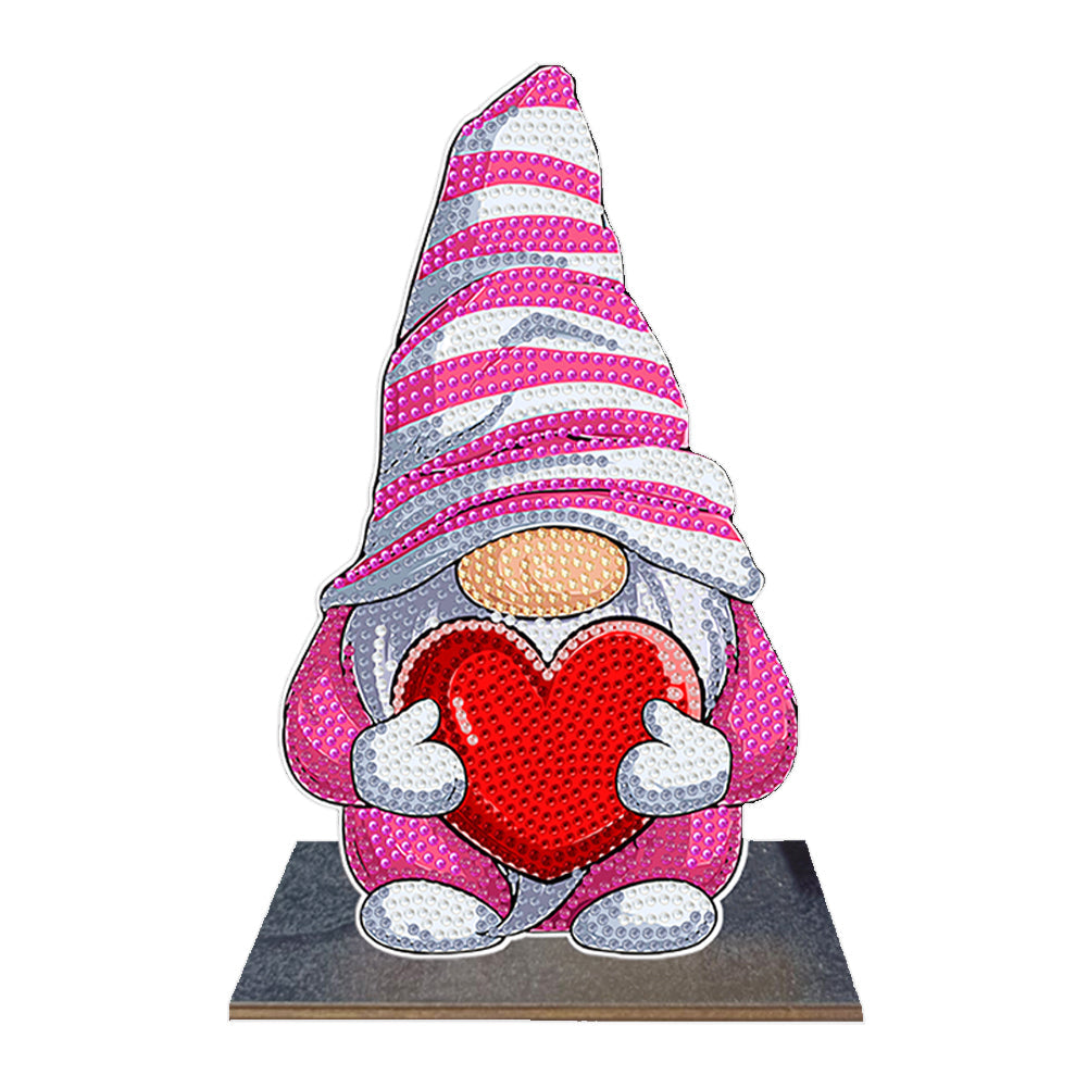 Gnome-Ornement de bureau en diamant en bois à forage simple face