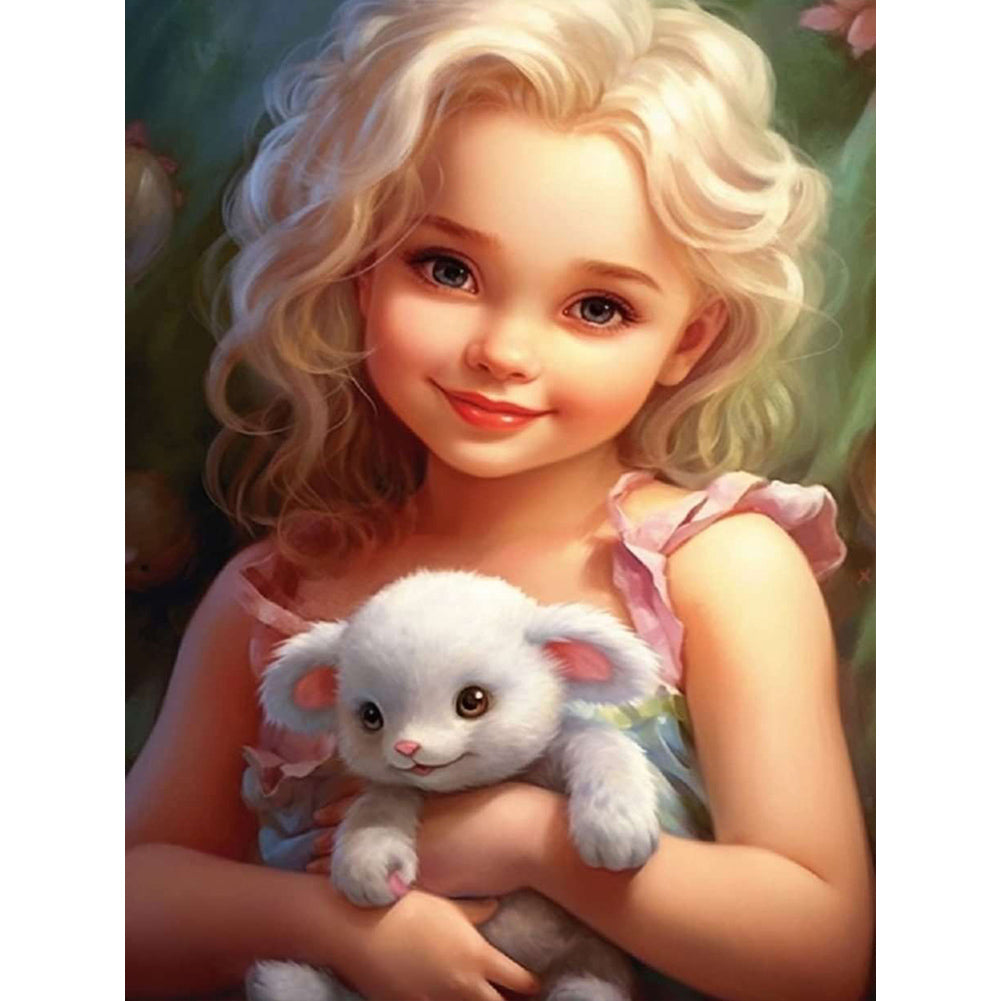 Curly Hair Big Eyed Fille-Full Round/Square Diamond Painting-30x40cm/40x50cm/50x70cm