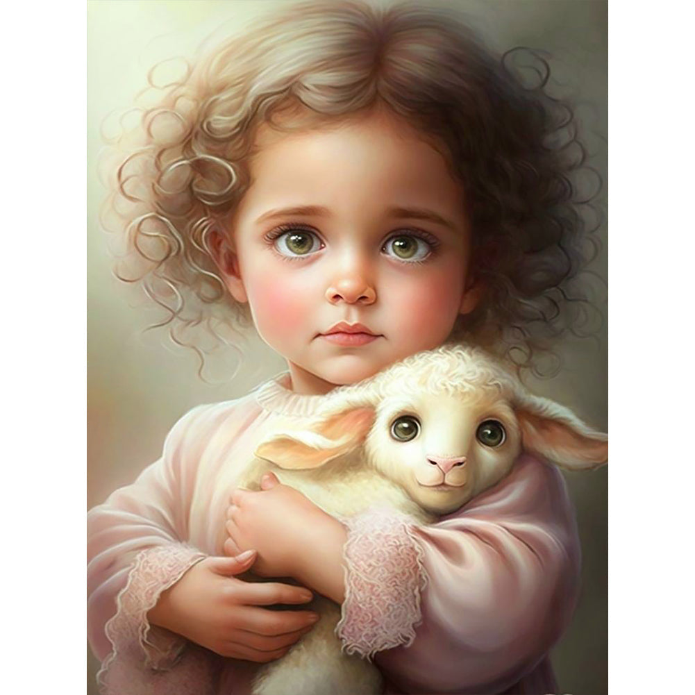 Curly Hair Big Eyed Fille-Full Round/Square Diamond Painting-30x40cm/40x50cm/50x70cm