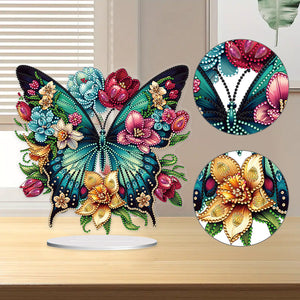 Ornement de bureau en diamant acrylique à forage simple face papillon