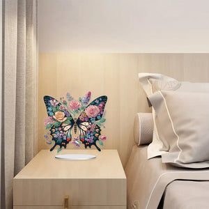 Ornement de bureau en diamant acrylique à forage simple face papillon