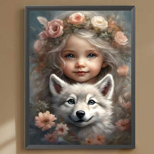 La vie des animaux de compagnie Fille-Full Round/Square Diamond Painting-30x40cm/40x50cm/50x70cm