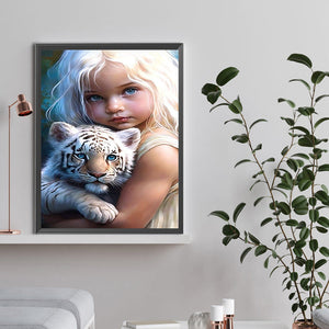 La vie des animaux de compagnie Fille-Full Round/Square Diamond Painting-30x40cm/40x50cm/50x70cm