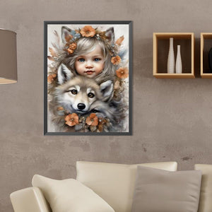 La vie des animaux de compagnie Fille-Full Round/Square Diamond Painting-30x40cm/40x50cm/50x70cm