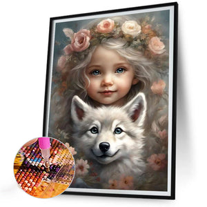 La vie des animaux de compagnie Fille-Full Round/Square Diamond Painting-30x40cm/40x50cm/50x70cm