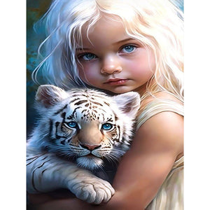 La vie des animaux de compagnie Fille-Full Round/Square Diamond Painting-30x40cm/40x50cm/50x70cm
