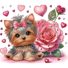 Charger l&#39;image dans la galerie, Fleur Yorkshire Terrier-Peinture diamant spéciale partielle-35x30cm
