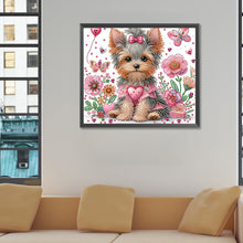 Charger l&#39;image dans la galerie, Fleur Yorkshire Terrier-Peinture diamant spéciale partielle-35x30cm

