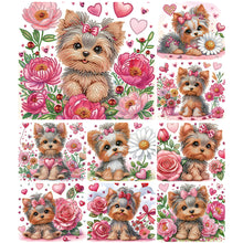 Charger l&#39;image dans la galerie, Fleur Yorkshire Terrier-Peinture diamant spéciale partielle-35x30cm

