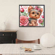 Charger l&#39;image dans la galerie, Fleur Yorkshire Terrier-Peinture diamant spéciale partielle-35x30cm
