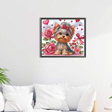 Charger l&#39;image dans la galerie, Fleur Yorkshire Terrier-Peinture diamant spéciale partielle-35x30cm
