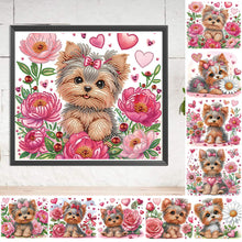 Charger l&#39;image dans la galerie, Fleur Yorkshire Terrier-Peinture diamant spéciale partielle-35x30cm
