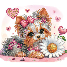 Charger l&#39;image dans la galerie, Fleur Yorkshire Terrier-Peinture diamant spéciale partielle-35x30cm
