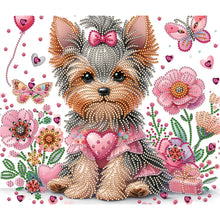 Charger l&#39;image dans la galerie, Fleur Yorkshire Terrier-Peinture diamant spéciale partielle-35x30cm

