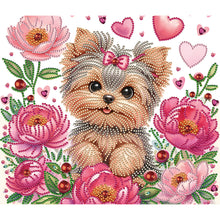 Charger l&#39;image dans la galerie, Fleur Yorkshire Terrier-Peinture diamant spéciale partielle-35x30cm
