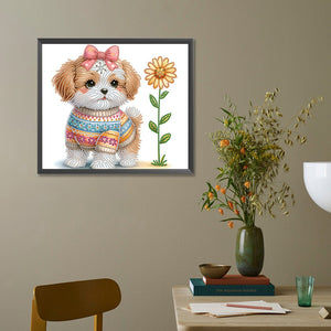 Peinture diamant spéciale partielle pour chien-35x30cm