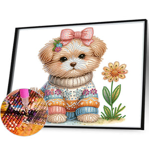 Peinture diamant spéciale partielle pour chien-35x30cm