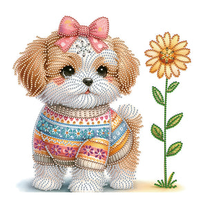 Peinture diamant spéciale partielle pour chien-35x30cm