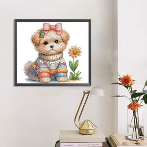 Peinture diamant spéciale partielle pour chien-35x30cm