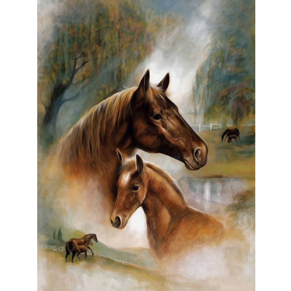 Multi-Taille en option]Chevaux-Complète Rond/Carré Daimond Painting