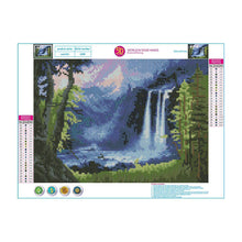 Charger l&#39;image dans la galerie, Paysage de chute d’eau - diamant rond complet - 40x30cm

