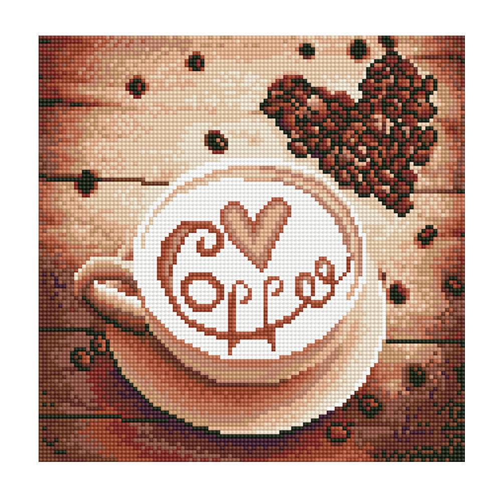 Café - diamant rond complet - 30x30cm