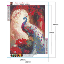 Charger l&#39;image dans la galerie, Peinture de diamant rond complet de paon 30 * 40CM
